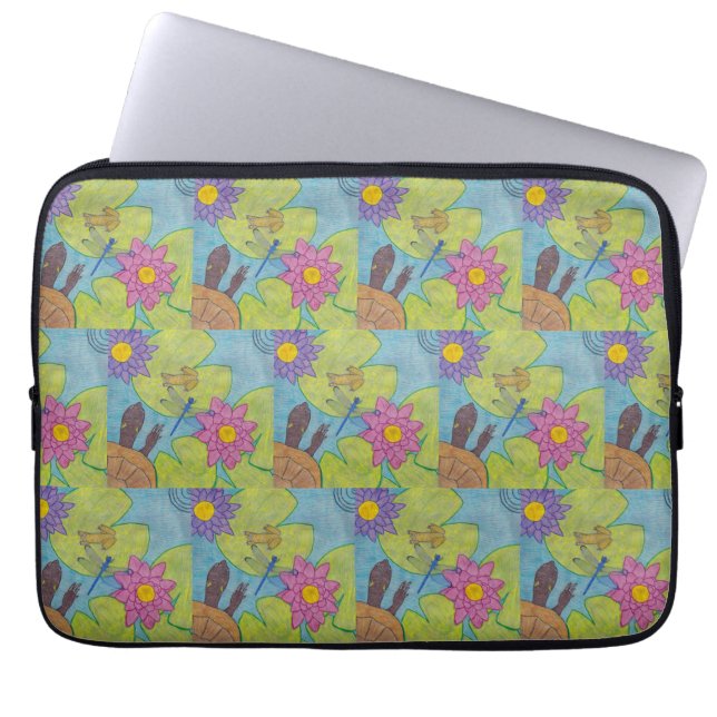 Vijver Scene - Laptop Hoesje Sleeve (Voorkant)