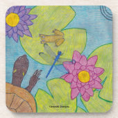 Vijver Scene - Plastic Coaster Bier Onderzetter (Voorkant)