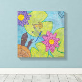 Vijver Scene (wit) - Canvas Kunst (Insitu (Houten vloer))