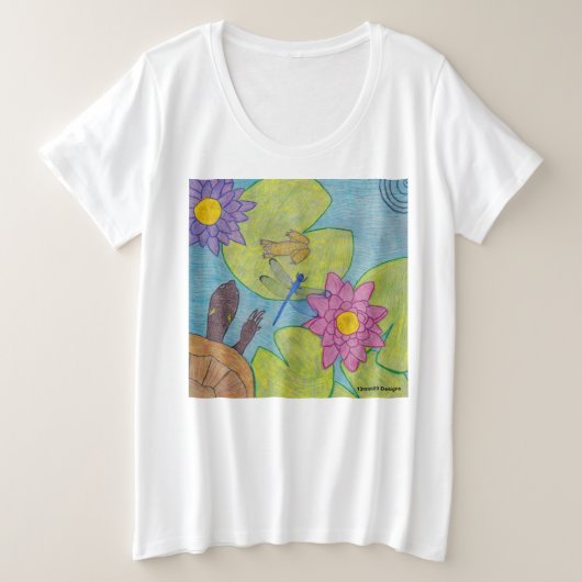 Vijver Scene (wit) - Dames T-shirt Plus Size (Design voorkant)