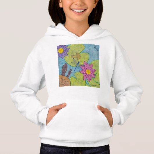 Vijver Scene (wit) - Meisjes Hoodie (Voorkant)