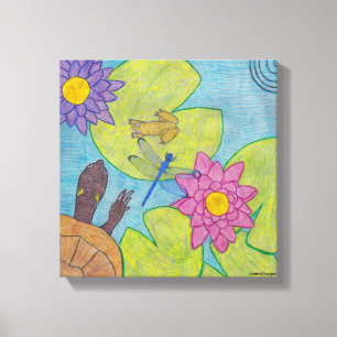 Vijver Scene (zwart) - Canvas Kunst