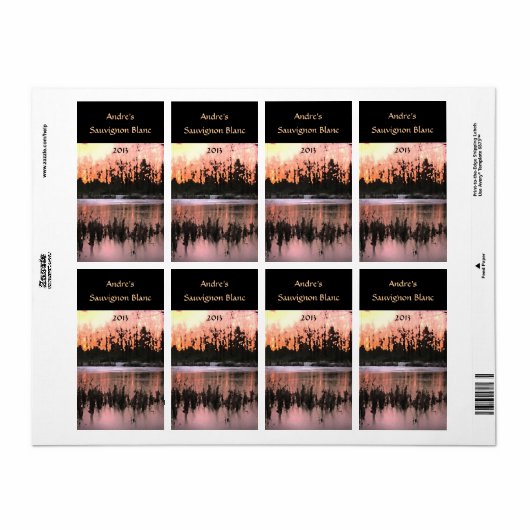 Vijver Sunset Wijn Label (Full Sheet)