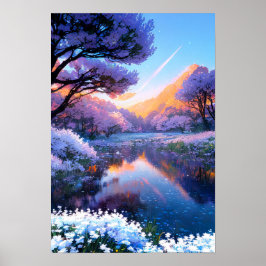 Vijver van etherische rust poster