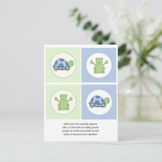 Vijver Vrienden Schildpad en Kikker Cupcake Topper Briefkaart (Staand voorkant)