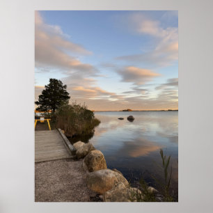 Vijver Waterscape Zonsondergang Foto Poster