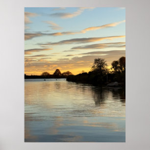 Vijver Waterscape Zonsondergang Foto Poster