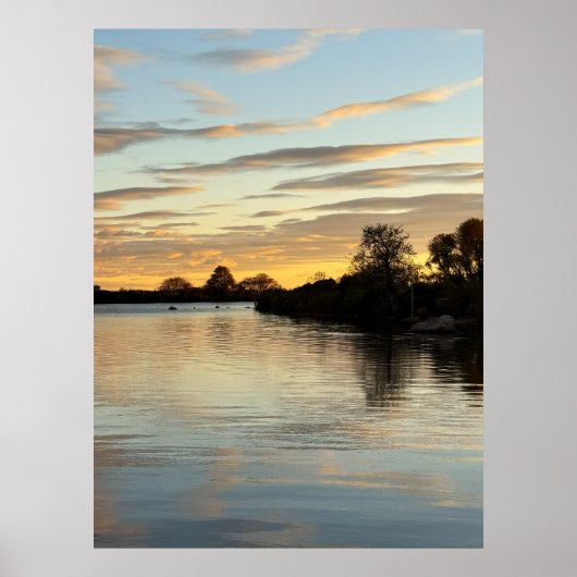 Vijver Waterscape Zonsondergang Foto Poster (Voorkant)