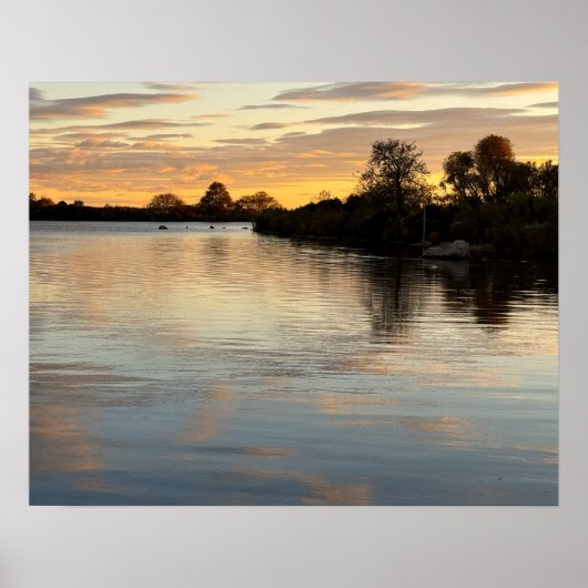 Vijver Waterscape Zonsondergang Foto Poster (Voorkant)