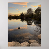Vijver Waterscape Zonsondergang Foto Poster