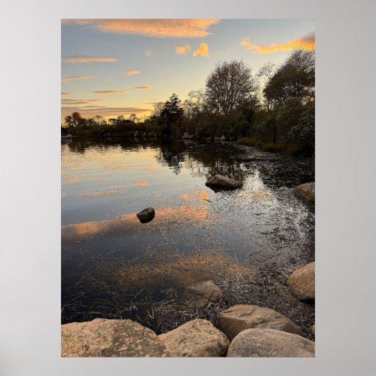 Vijver Waterscape Zonsondergang Foto Poster (Voorkant)