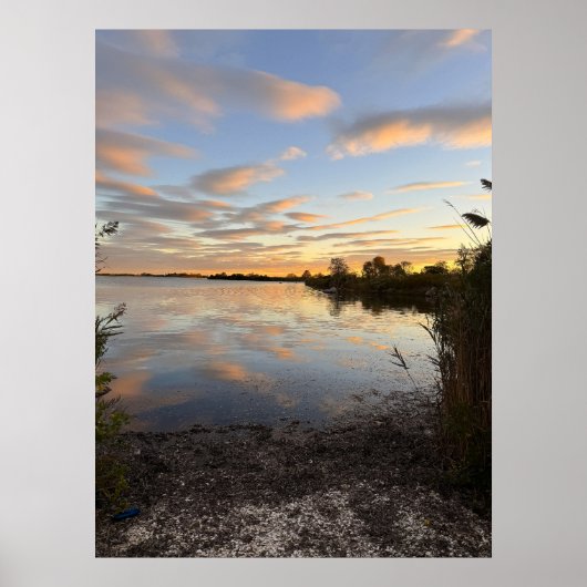 Vijver waterscape zonsondergang foto poster (Voorkant)