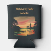  vijver zonsondergang ponton ontsnappen groen rood blikjeskoeler (Achterkant)