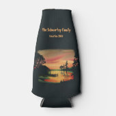  vijver zonsondergang ponton ontsnappen groen rood flesjeskoeler (Voorkant)