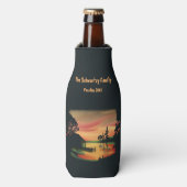  vijver zonsondergang ponton ontsnappen groen rood flesjeskoeler (Fles Voorkant)