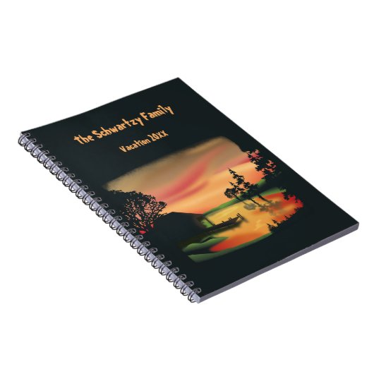  vijver zonsondergang ponton ontsnappen groen rood notitieboek (Rechterzijde)