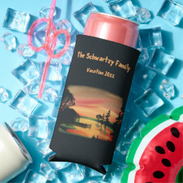 vijver zonsondergang ponton ontsnappen groen rood seltzer blikjeskoeler