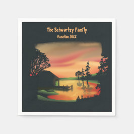 vijver zonsondergang ponton ontsnappen groen rood servet