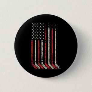 Vijverhockeyspeler Amerikaanse vlag Shinny Ronde Button 5,7 Cm