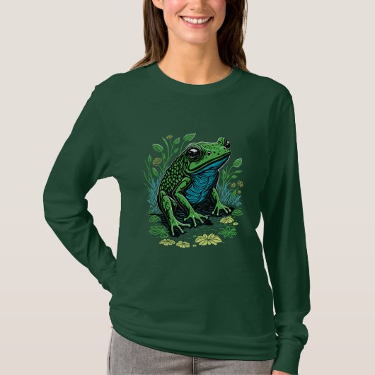 Vijverkikker illustratie t-shirt (Voorkant)