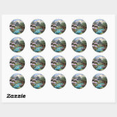 Vijverreflecties: Japanse tempelstickerset Ronde Sticker (Vel)