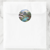 Vijverreflecties: Japanse tempelstickerset Ronde Sticker (Tas)