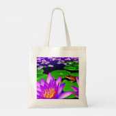 Vijverscène met waterlelie, leliepads en een kikke tote bag (Achterkant)