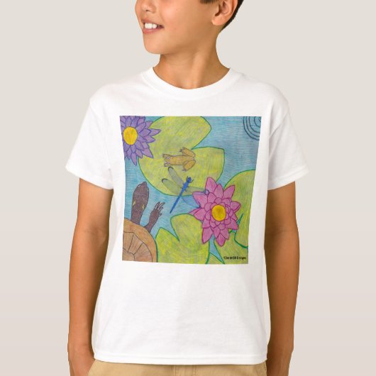 Vijverscène (wit) - Basis T-shirt voor jongens (Voorkant)