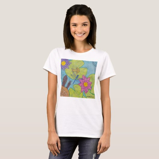 Vijverscène (wit) - Dames Basic T-Shirt (Voorkant volledig)