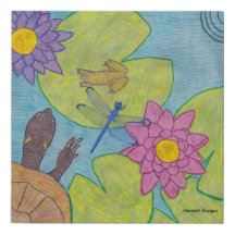 Vijverscène (wit) - Faux Canvas