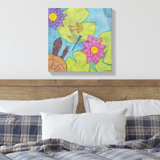 Vijverscène (zwart) - Canvas Art (Insitu (Slaapkamer))