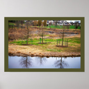 Vijverwaterlandschap Reflecties Foto Poster