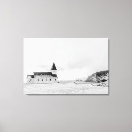 Vík i Myrdal Church, IJsland Canvas Afdruk