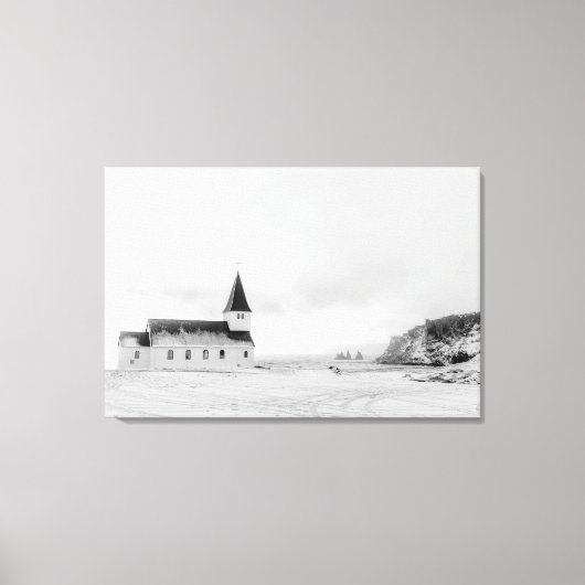 Vík i Myrdal Church, IJsland Canvas Afdruk (Voorkant)