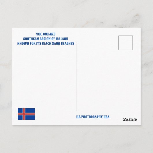 VIK, IJSLAND BRIEFKAART (Achterkant)