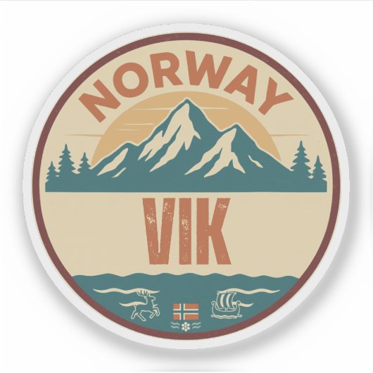Vik, Noorwegen Noorwegen Sticker (Voorkant)