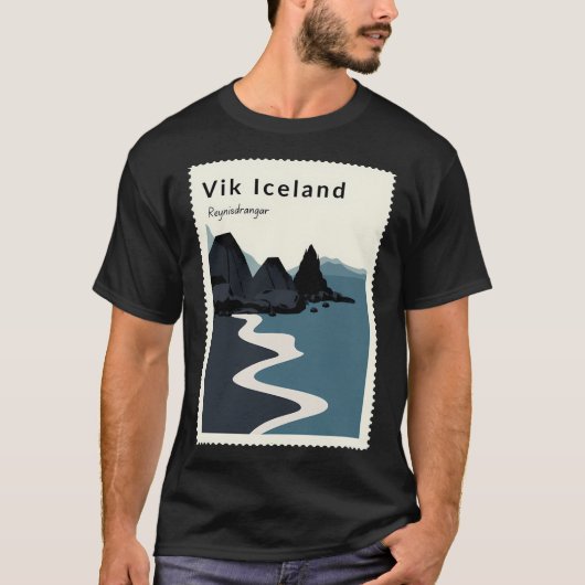 Vik Reynisfjara Black Sand Beach IJsland T-shirt (Voorkant)