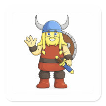 Viki de Viking Cartoon Personage Vierkante Sticker
