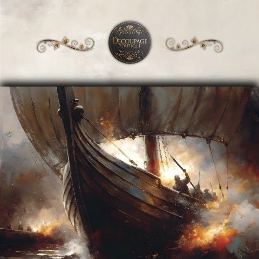 Viking Aanvallers op Zee Decoupage Tissuepapier
