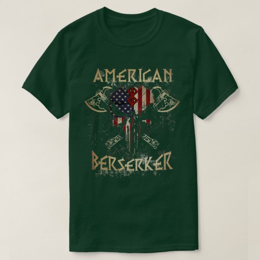 Viking American Berserker skull vlag T-shirt (Design voorkant)