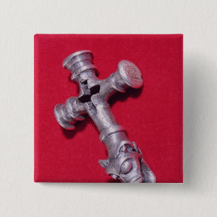 Viking amulet in de vorm van een kruis vierkante button 5,1 cm