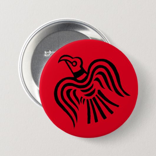 Viking Banner Raven Symbol Ronde Button 7,6 Cm (Voorkant /achterkant)