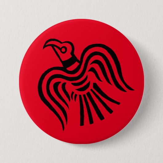 Viking Banner Raven Symbol Ronde Button 7,6 Cm (Voorkant)
