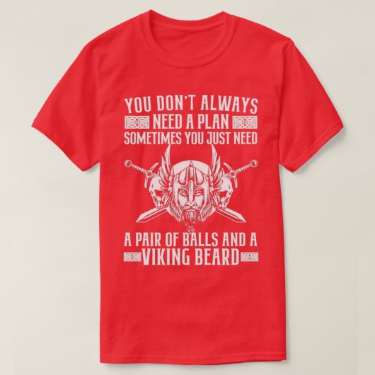 Viking Beard en Balls T-shirt (Design voorkant)