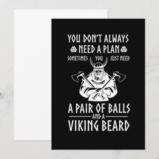 Viking Bearded Warrior Valhalla Ax Norse Mytholog Kaart (Voorkant / Achterkant)