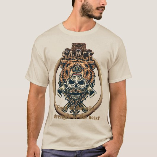 Viking Beast Skull Warrior T-shirt (Voorkant)