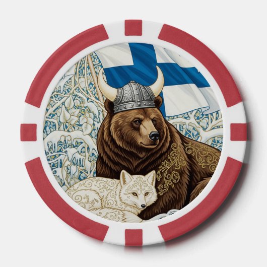Viking Beer, Arctic Fox Art Nouveau Poker Chips (Voorkant)
