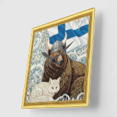 Viking Beer, Arctic Fox Art Nouveau Vierkante Klok (Hoek)