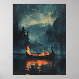 Viking Begrafenisschip Noorse Samhain Halloween Poster