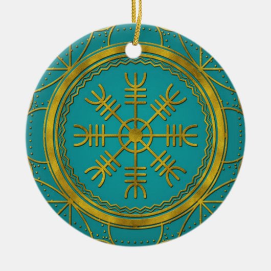 Viking-beschermingstroepen helm van awe talisman keramisch ornament (Voorkant)